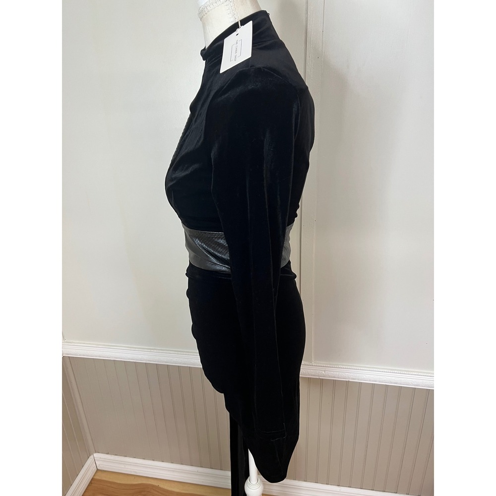 The Cande Shop Black Velvet Faux Snakeskin Cutout Mini Dress One Shoulder Small